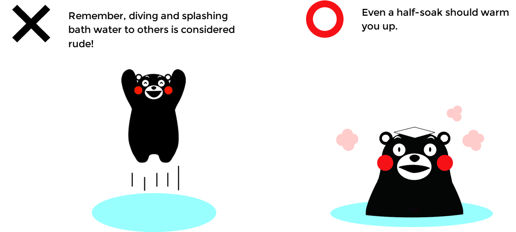 Remember, diving and splashing bath water to others is considered rude !
Even a half-soak should warm you up
