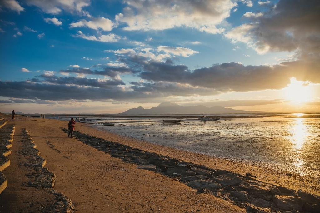 写真：荒尾干潟と夕日