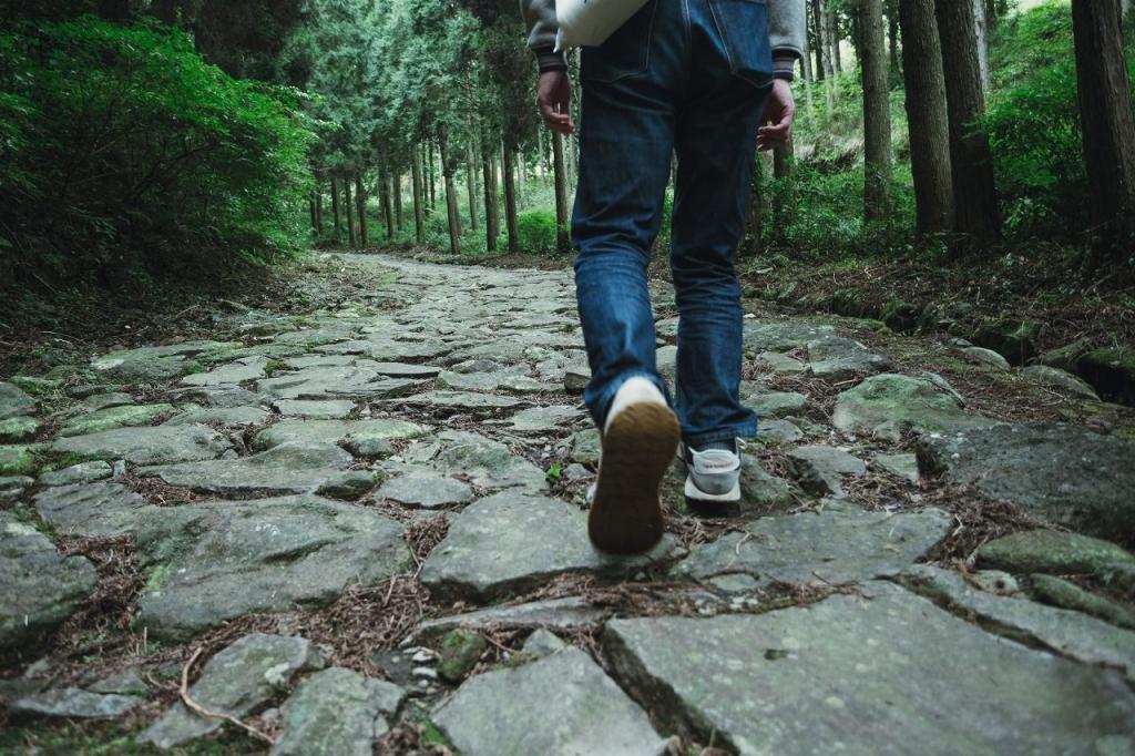 写真：石畳を上っていく様子