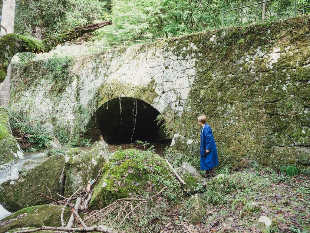 写真：苔におおわれたメガネ橋