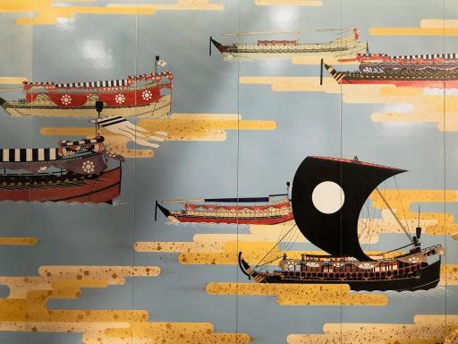 画像：参勤交代で江戸に向かう船の様子を描いた絵