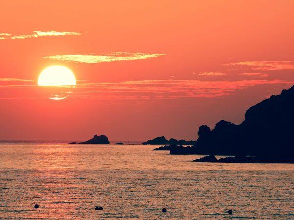 黒石海岸の夕陽。