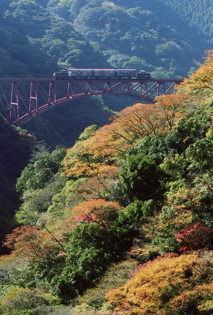 Minami-Aso Railway open-car trolley train