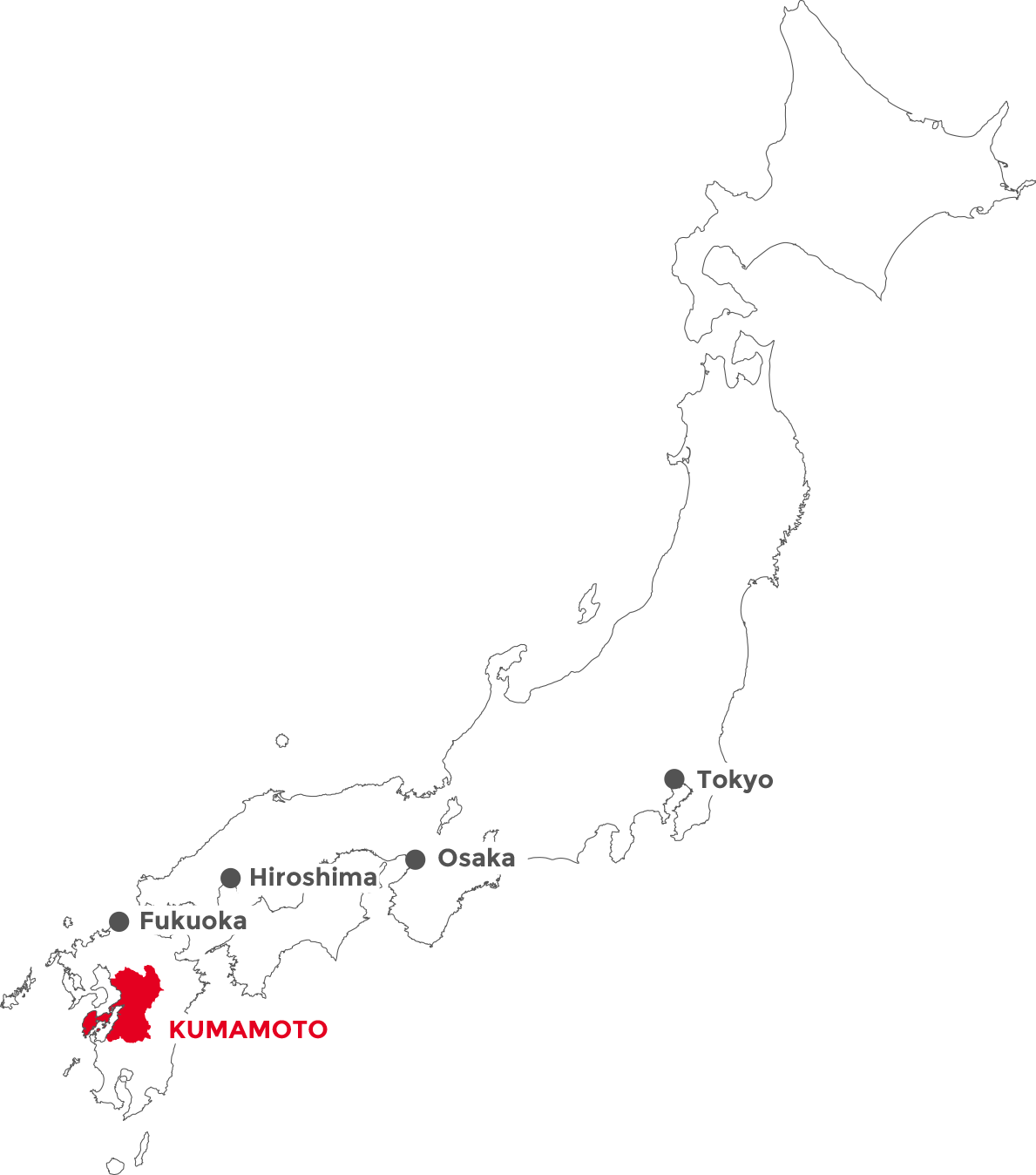 Carte du Japon indiquant la position de Kumamoto