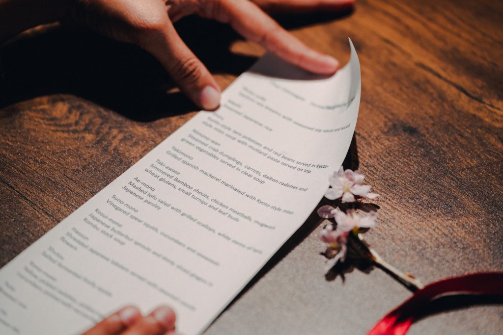 英訳された献立