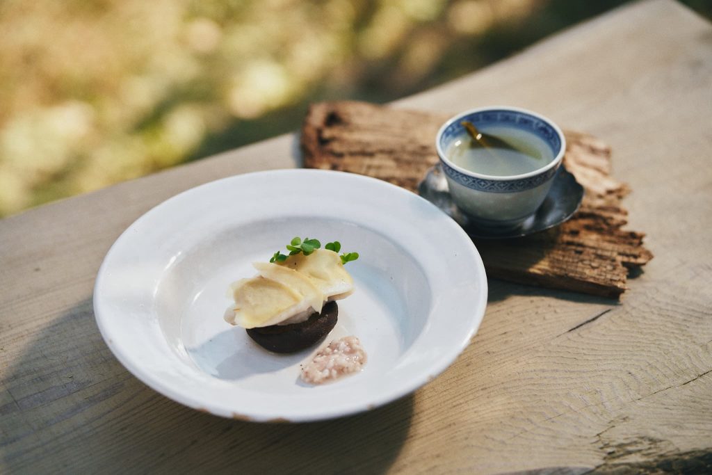 カワハギと原木椎茸蒸し